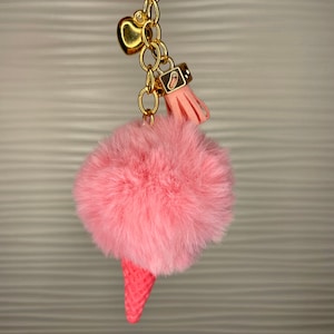 Rosa Eistüte Kette, Pink Schlüsselbund, Eis Schlüsselbund, Geschenk für Frauen, Schlüsselring, Schlüsselbund, Kegel Kette, Eis, Eistüte