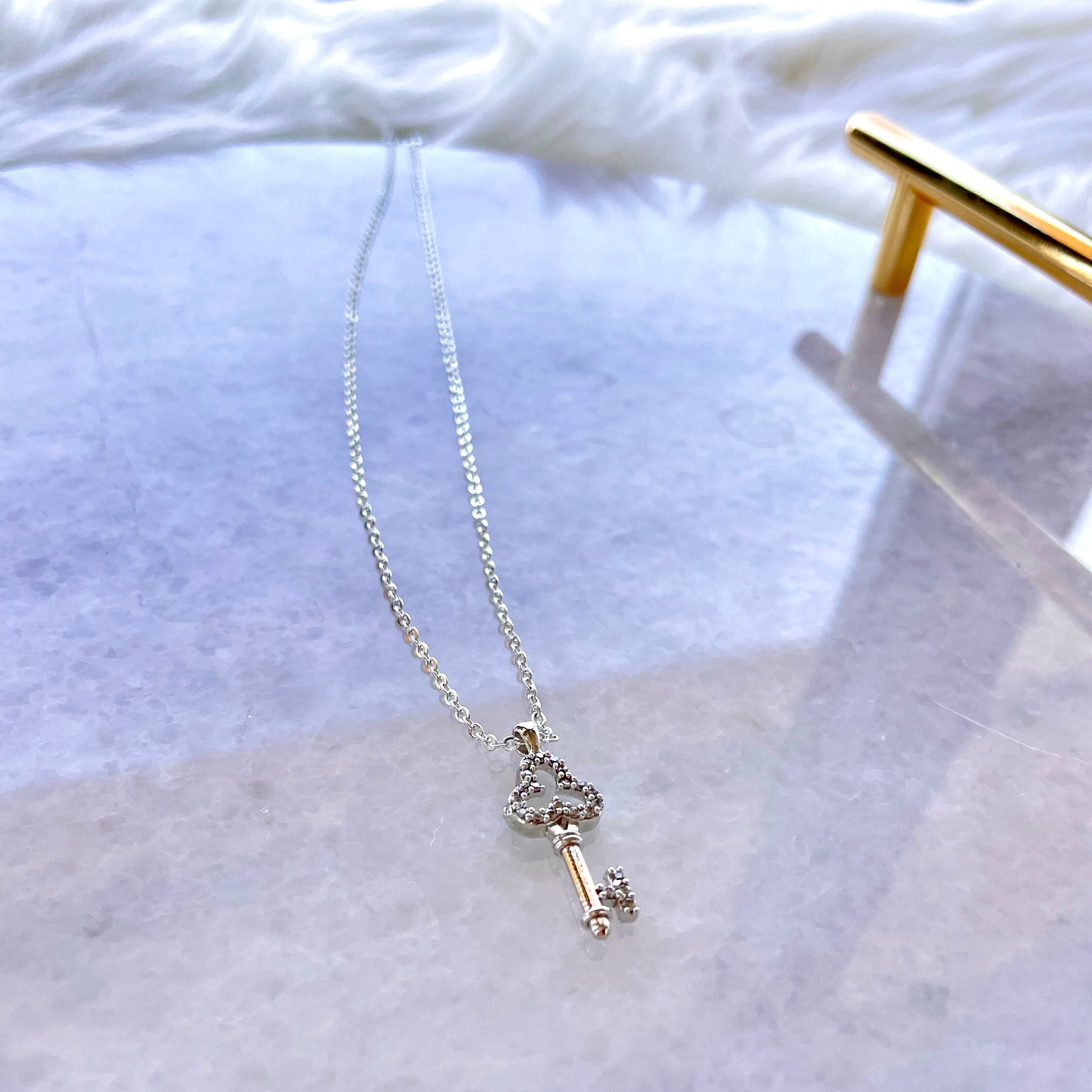 Dainty Key Necklace,elegant Silver Key Pendant,delicate Key Charm ...