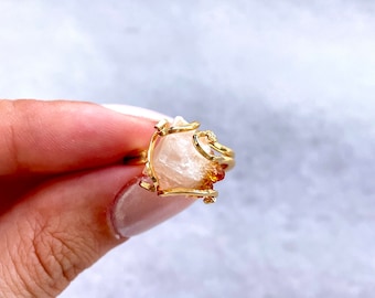 Citrin Kristall Ring, Petite Gold Naturstein, Positive Energie, handgefertigter Draht eingewickelt Anhänger, Geburtstagsgeschenk