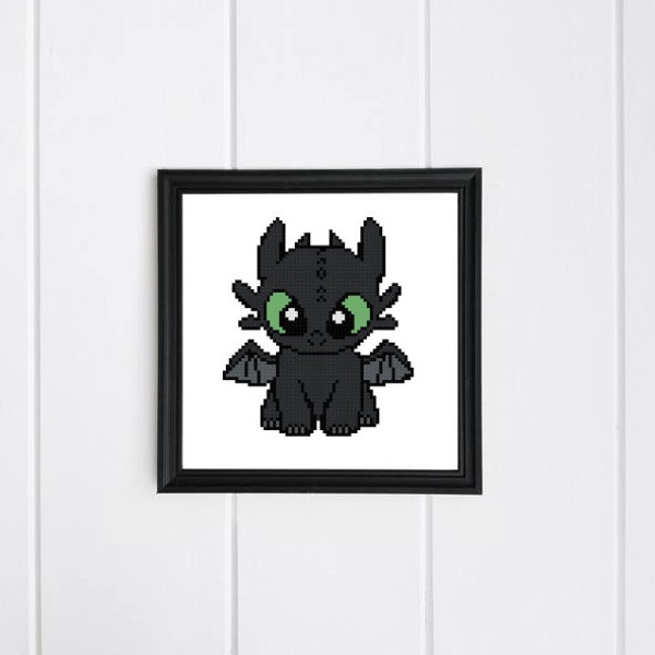 How to Train Your Dragon Cross Stitch Pattern PDF, Handmade Gift Movie Lover, Hiccup Easy Make Needlework to Beginner, Toothless Embroidery