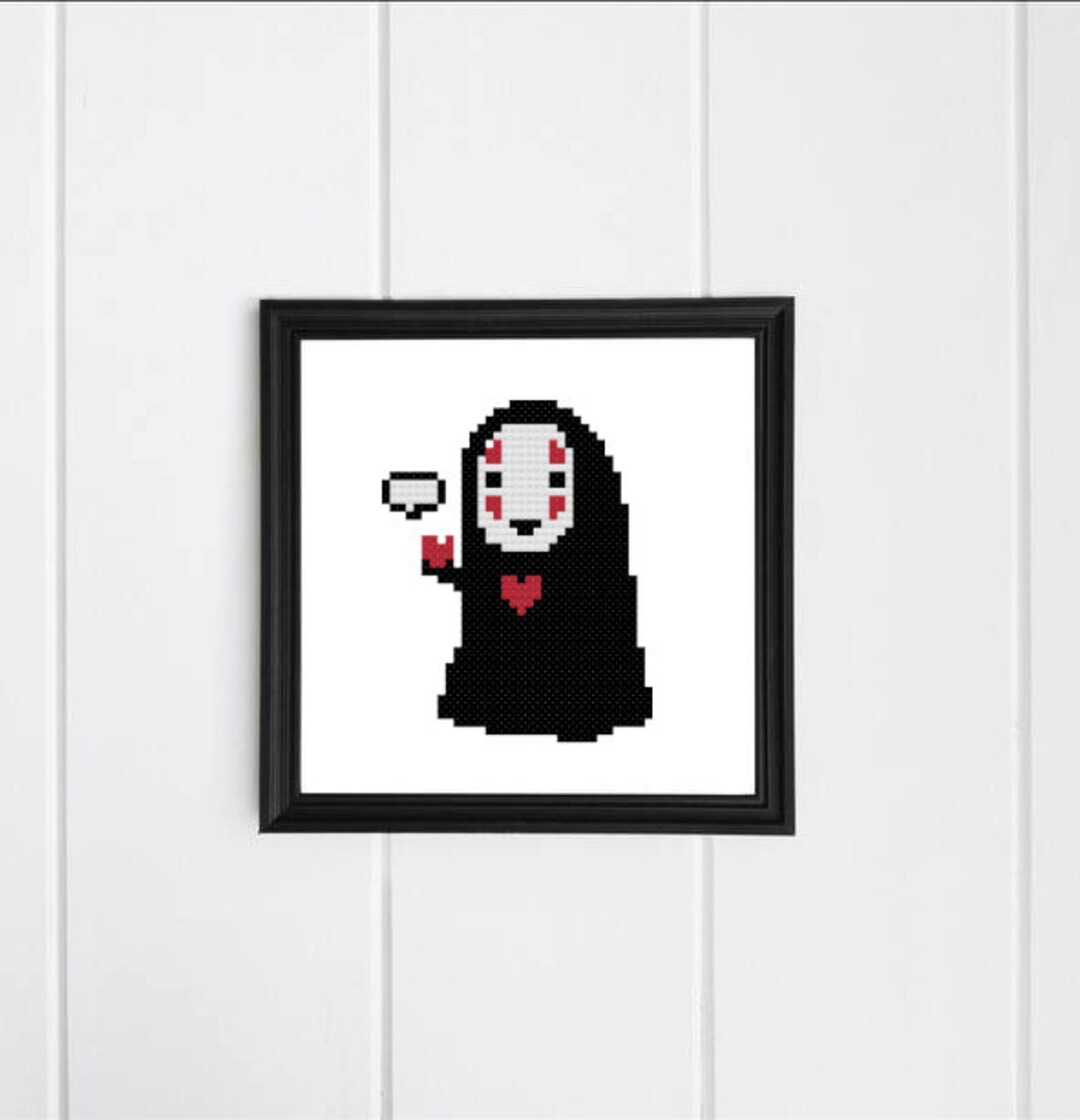 No Face From Spirited Away Cross Stitch, Handmade Gift for Anime Lover