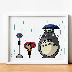 My Neighbor Totoro Cross Stitch Pattern, Cute Embroidery, Studio Ghibli Anime Movie Chart, Easy Miyazaki Needlework, Satsuki Needle Art PDF
