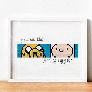 Jake The Dog and Finn from Adventure Time Cross Stitch Pattern, Cartoon Network Embroidery PDF, Anime Needlework,Handmade Gift for Beginner