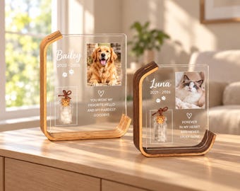 Custom Pet Memorial Shadow Box, Personalized Dog or Cat Picture Frame, Pet Cremation Keepsake, Forever in My Heart Gift