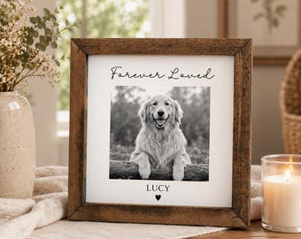 Custom Dog Memorial Picture Frame, Personalized Pet Photo Frame, Wooden Pet Loss Gift, Dog Memorial Keepsake, Pet Lover Gift