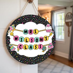 Custom Teacher Name Sign, Personalized Teacher Door Hanger, Teacher Gifts, Teacher Bracelet Door Sign, Teacher Appreciation Gifts