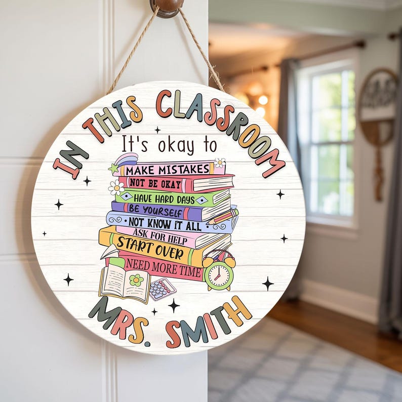 Custom Bookshelf Door Sign, Personalized 3D Welcome Wood Hanger, Back ...