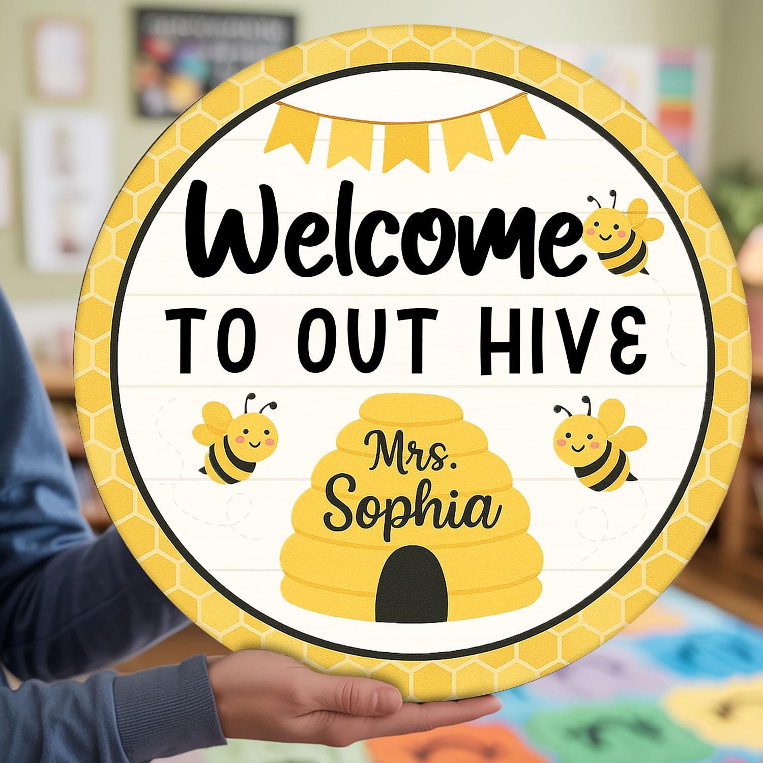 Custom Bee Hive Teacher Door Hanger, Custom Bee Hive Teacher Door Signs ...