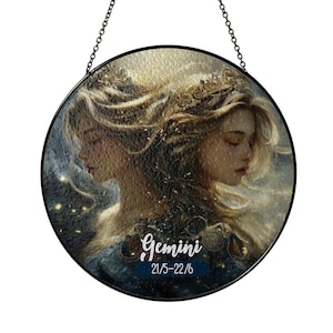 12 Zodiac Suncatcher, Gemini Wall Hanging, Zodiac Signs Window Hanger, Home Decor Gift, Astrology Gift