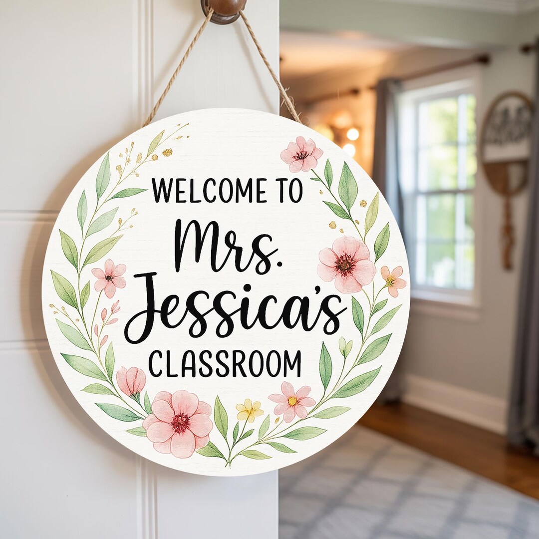 Custom Teacher Door Sign, Personalized Teacher Name Sign, Welcome Sign ...
