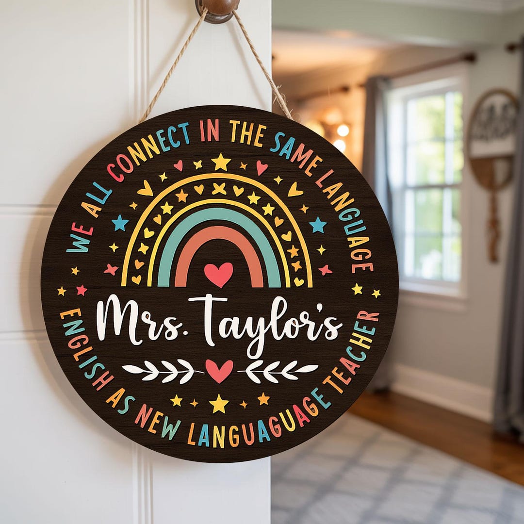 Custom Teacher Door Hanger, Personalized Teacher Door Sign, Name Sign ...