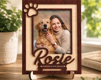 Personalized Dog Memorial Frame, Custom Pet Photo Frame, Wooden Dog Memorial Gift, Pet Loss Keepsake, Dog Lover Gift