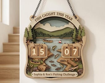 Custom Fishing Scoreboard, Personalized Angler Gift, Fishing Challenge Sign, Fish Catch Counter, Fisherman Gift, Lake House Decor