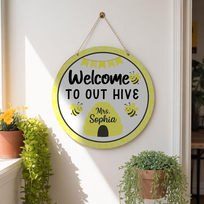 Custom Bee Hive Teacher Door Hanger, Custom Bee Hive Teacher Door Signs ...