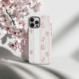 Floral aesthetic pattern Phone Case, Pink Flower Cute Aesthetic Phone Cover Compatible with iPhone 11/12/13/14/15/16 Pro, Promax, Plus