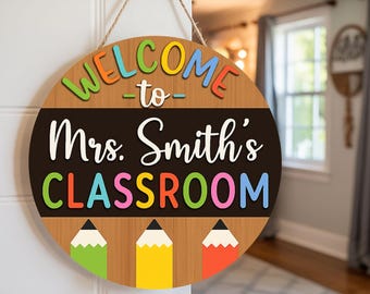 Personalized 3D Teacher Door Hanger, Custom Classroom Pencil Teacher Name Sign, Teacher Appreciation Gift, Back To School Gift