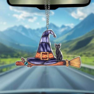 Magic Witch Suncatcher, Acrylic Witch Hat Window Hangings, Halloween Cat Wall Hanger, Home Decor For October, Gothic Decor