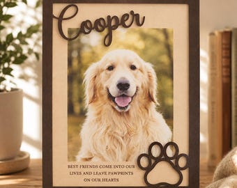 Personalized Dog Memorial Frame, Custom Pet Photo Frame, Wooden Dog Memorial Gift, Pet Loss Keepsake, Dog Lover Gift