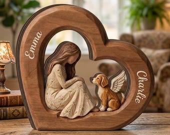 Personalized Pet Memorial Gift, Custom Dog Memorial Decor, Angel Dog Keepsake, Pet Loss Gift, Personalized Pet Remembrance Home Decor