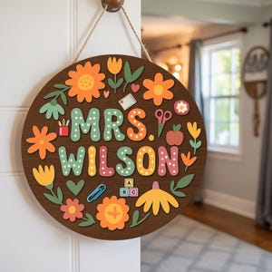 Personalized 3D Teacher Sign, Custom Teacher Gifts From Student, Teacher Appreciation Gifts, Teacher Door Hanger, Back To School