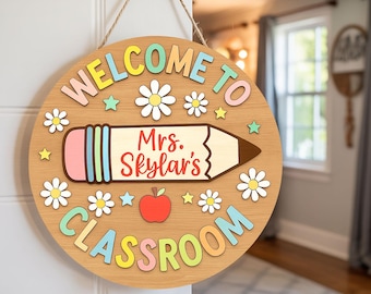 Personalized Classroom Welcome Sign, Custom Teacher Door Sign, Classroom Door Hanger, Classroom Decor, Teachers Appreciation Gifts