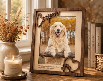 Personalized Pet Memorial Frame, Custom Dog Photo Frame, Wooden Pet Loss Keepsake, Memorial Dog Gift, Personalized Pet Lover Gift