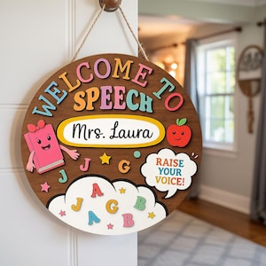 Custom Welcome To Speech Door Sign, Personalized Classroom Decor Sign, Speech Therapy Sign, Speech Therapy Room Decor