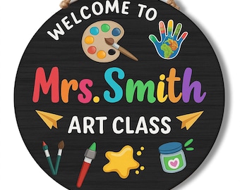 Personalized Art Teacher Door Sign, Custom Art Class Door Hanger, Teacher Appreciation Gifts, Art Teacher Gifts, Classroom Decor Sign