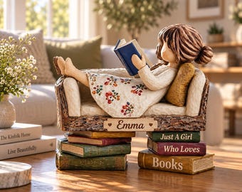 Personalized Book Lover Figurine, Custom Reading Girl Decor, Bookish Gift for Readers, Literary Home Decor, Personalized Bookshelf Gift