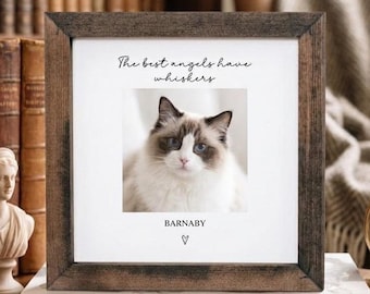 Personalized Cat Memorial Picture Frame, Custom Pet Photo Frame, Cat Loss Gift, Pet Memorial Keepsake, In Loving Memory Cat Gift