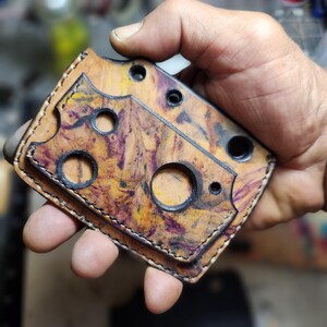 Regalos para él / Cartera minimalista de cuero de grano completo hecha a mano