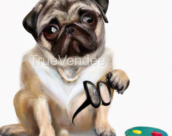 Pug Japanese Styled 8 X 10 Print - Etsy
