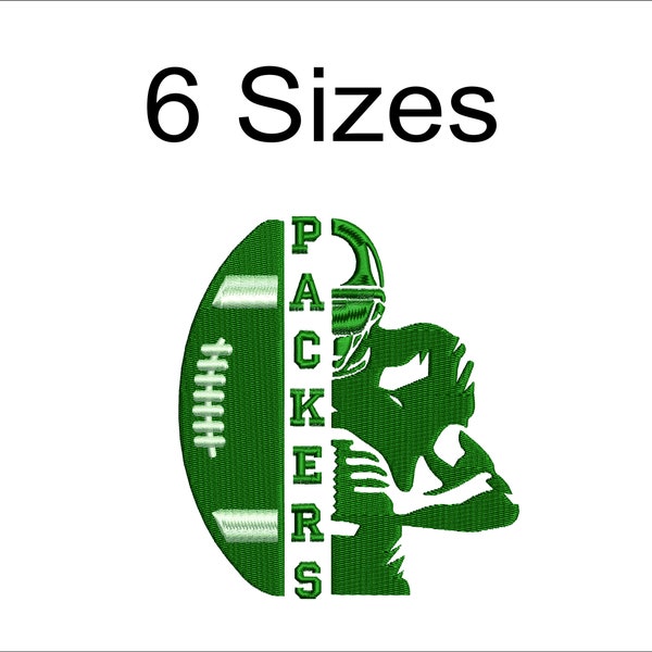 Packers football player embroidery design for embroidery machine. 6 sizes. 6 formats. Instant download