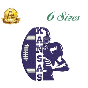 Kansas Football Player Embroidery Design: 6 Sizes, 6 Formats (Instant Download)