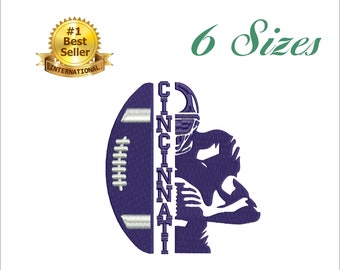 Diseño de bordado de fútbol de los Bengals: 6 tamaños, descarga instantánea