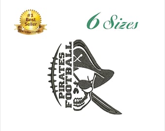 Freibeuter Kopf Fußball Stickdatei für Stickmaschine. Größen. 6 Formate. Sofortiger Download