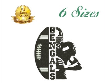 Diseño de bordado de jugador de fútbol americano de los Cincinnati Bengals: 6 tamaños (descarga instantánea)