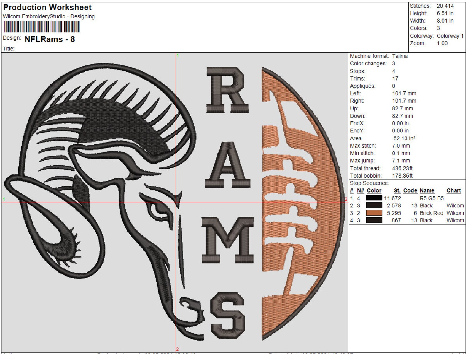 Rams Head Football Embroidery Design for Embroidery Machine. 11 Sizes ...