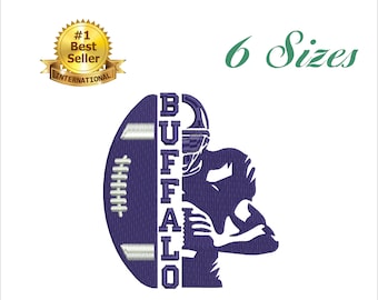 Buffalo Football Player Embroidery Design: 6 Sizes, Multiple Formats (Instant Download)