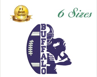Buffalo football player embroidery design for embroidery machine. 7 sizes. 6 formats. Instant download