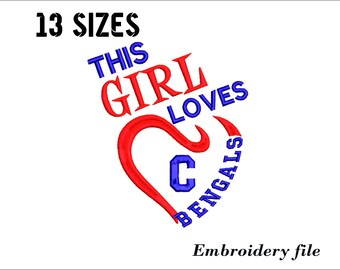 A esta chica le encanta el diseño de bordado de Bengals para máquina de bordar. 13 tamaños. 7 formatos. Descarga instantánea.