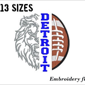 Lions football embroidery design for embroidery machine. 13 sizes. 6 formats. Instant download