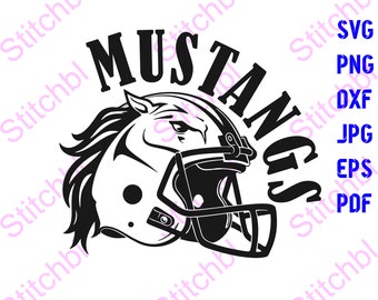 マスタング フットボール ヘルメット SVG バンドル - Cricut、昇華 PNG、T シャツ デザイン用の SVG ファイル
