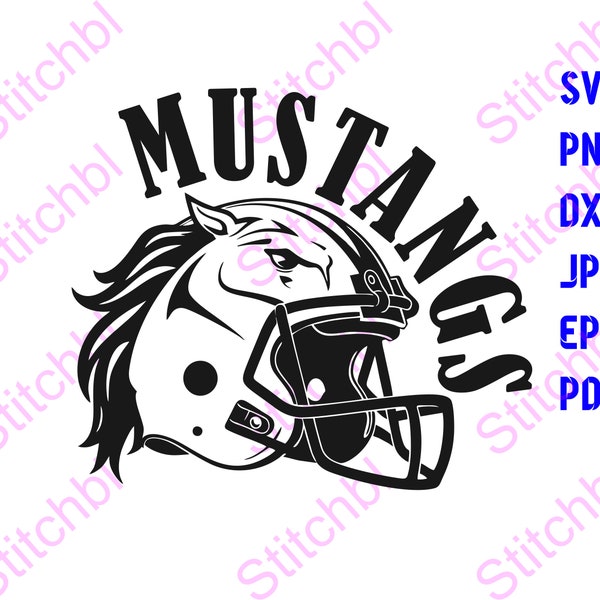 Mustang Football Helmet SVG Bundle - SVG Files for Cricut, Sublimation PNG, T-Shirt Design