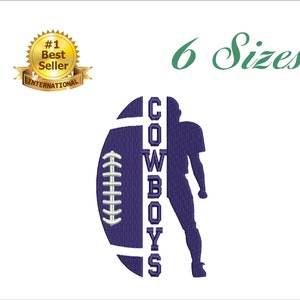 Cowboys football player embroidery design for embroidery machine. 6 sizes. 6 formats. Instant download