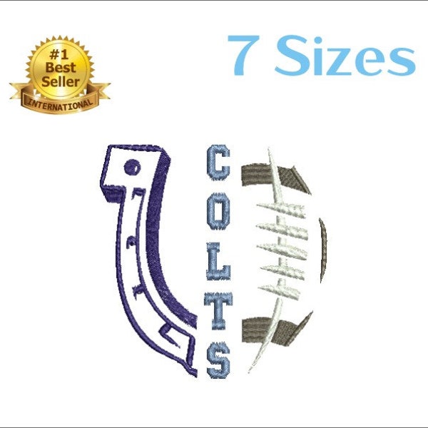 Colts football embroidery design for embroidery machine. 7 sizes. 6 formats. Instant download