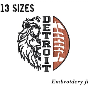 Lions football embroidery design for embroidery machine. 13 sizes. 6 formats. Instant download