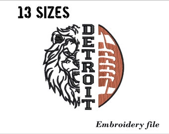 Lions football embroidery design for embroidery machine. 13 sizes. 6 formats. Instant download