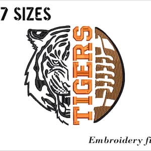 Tiger head football embroidery design for embroidery machine. 7 sizes. 6 formats. Instant download