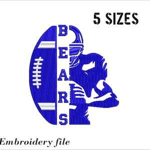 Bears  football embroidery design for embroidery machine. 6 sizes. 6 formats. Instant download